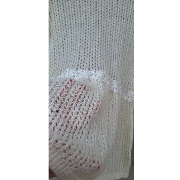 LC Fairy Ethereal Angel Lightweight Embroidered Bell Sleeves Sweater Cream M - Picture 6 of 10